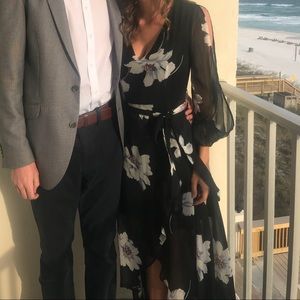 Charlotte Russe Black Floral High-Low Sundress